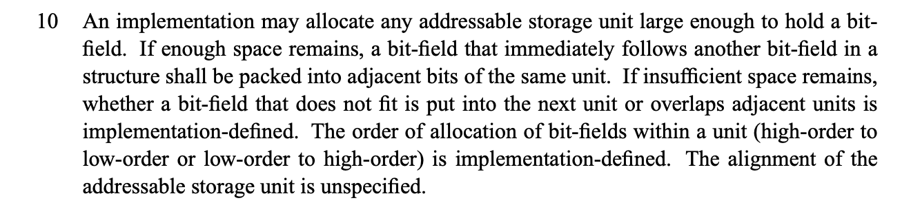 C99 Bit-field Specification