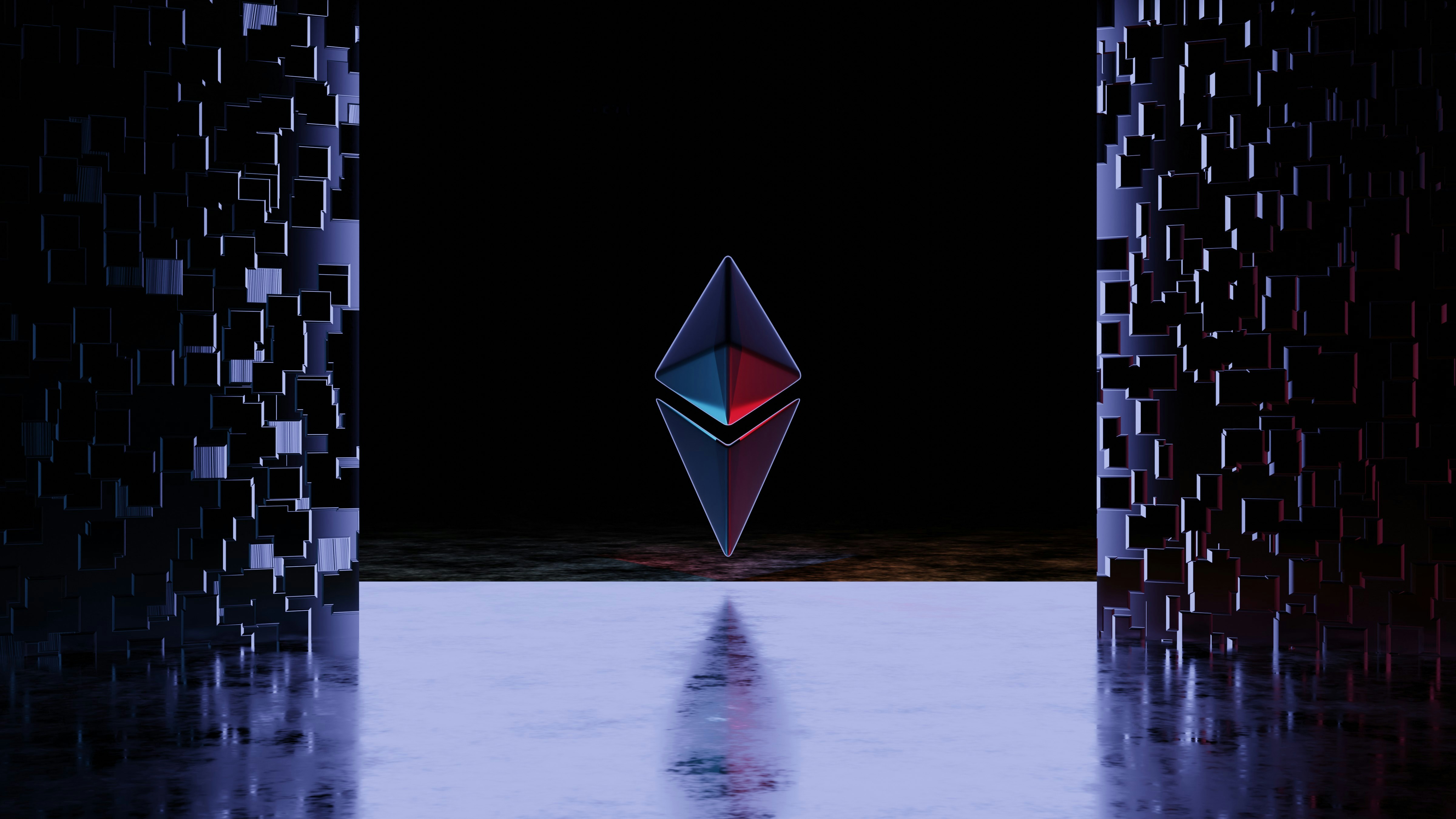 Abstract Bitcoin & Ethereum illustration with rich colors